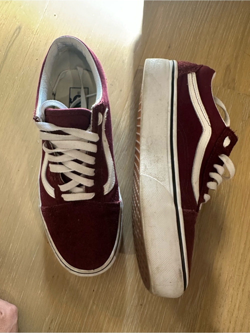 Vans Burgundy Suede Low-Top Sneakers with White Stripe